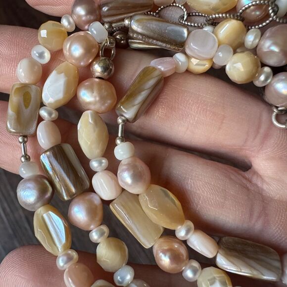 Carolyn Pollack Relios 925 Pearl & Mother of Pearl Beaded Necklace 30 - 34 inch - Picture 14 of 15